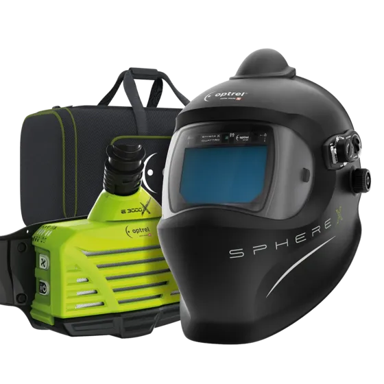 Ready to weld package sphere X quattro pure air (e3000X) Frischluftschweisshelm schwarz + e3000X Gebläseatemschutzgerät