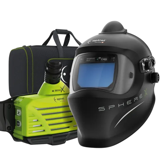 Ready to weld package sphere X clt pure air (e3000X) Frischluftschweisshelm schwarz + e3000X Gebläseatemschutzgerät