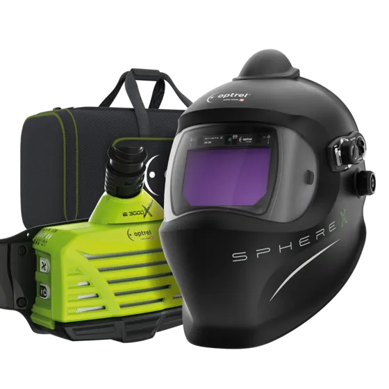 Ready to weld package sphere X 2.5 pure air (e3000X) Frischluftschweisshelm schwarz + e3000X Gebläseatemschutzgerät